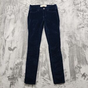 Hollister Jeans Womens 00/W23 Blue Velvet Super‎ Skinny Ankle Jegging Stretch